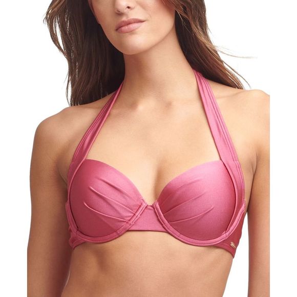 Calvin Klein Womens Pleated Convertible Underwire Bikini Top Medium